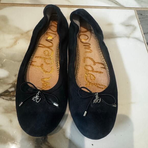 Sam Edelman Women’s Suede Navy Felicia Ballet Flats Size 5.5 Balletcore Classic - Picture 1 of 10